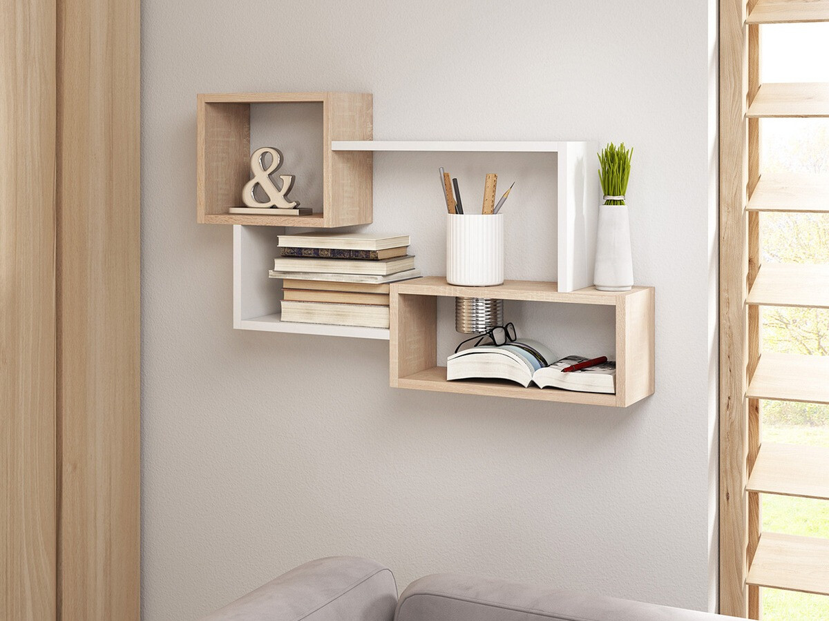 Zidna polica Sarasota 106 (Sonoma hrast + Belo)