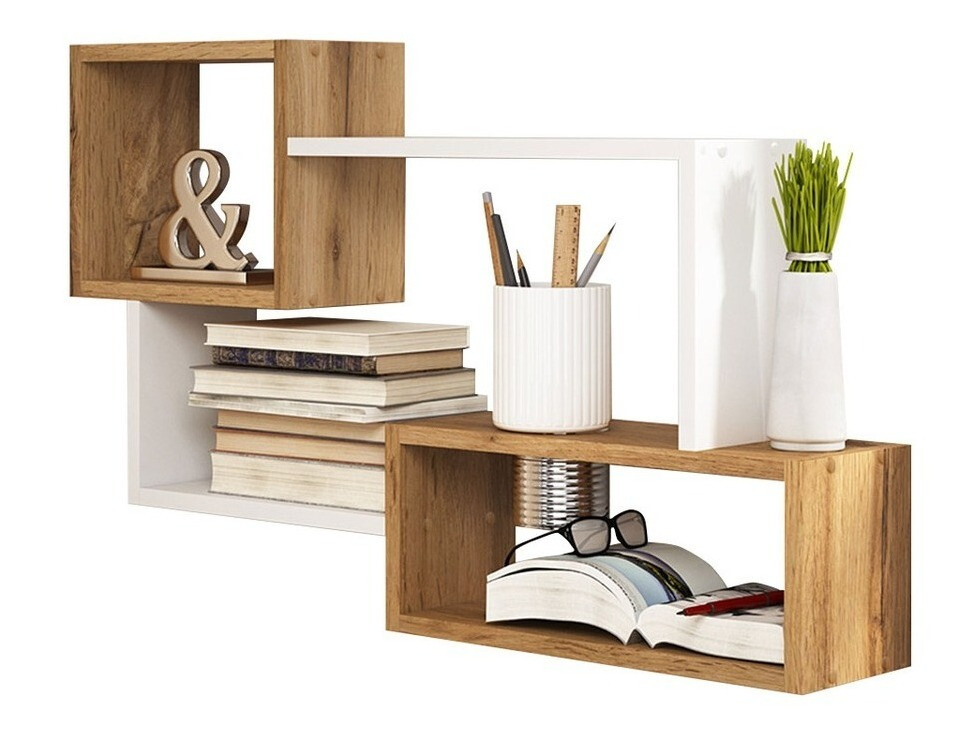 Zidna polica Sarasota 106 (Вотан храст + Belo)