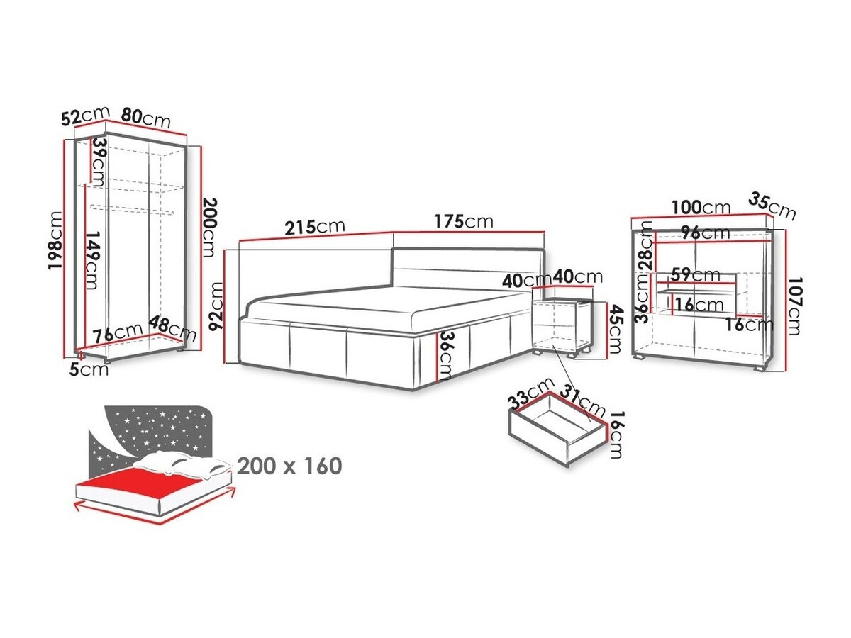 Set spavaća soba Tivdalu 130 (Eko koža Soft 020)