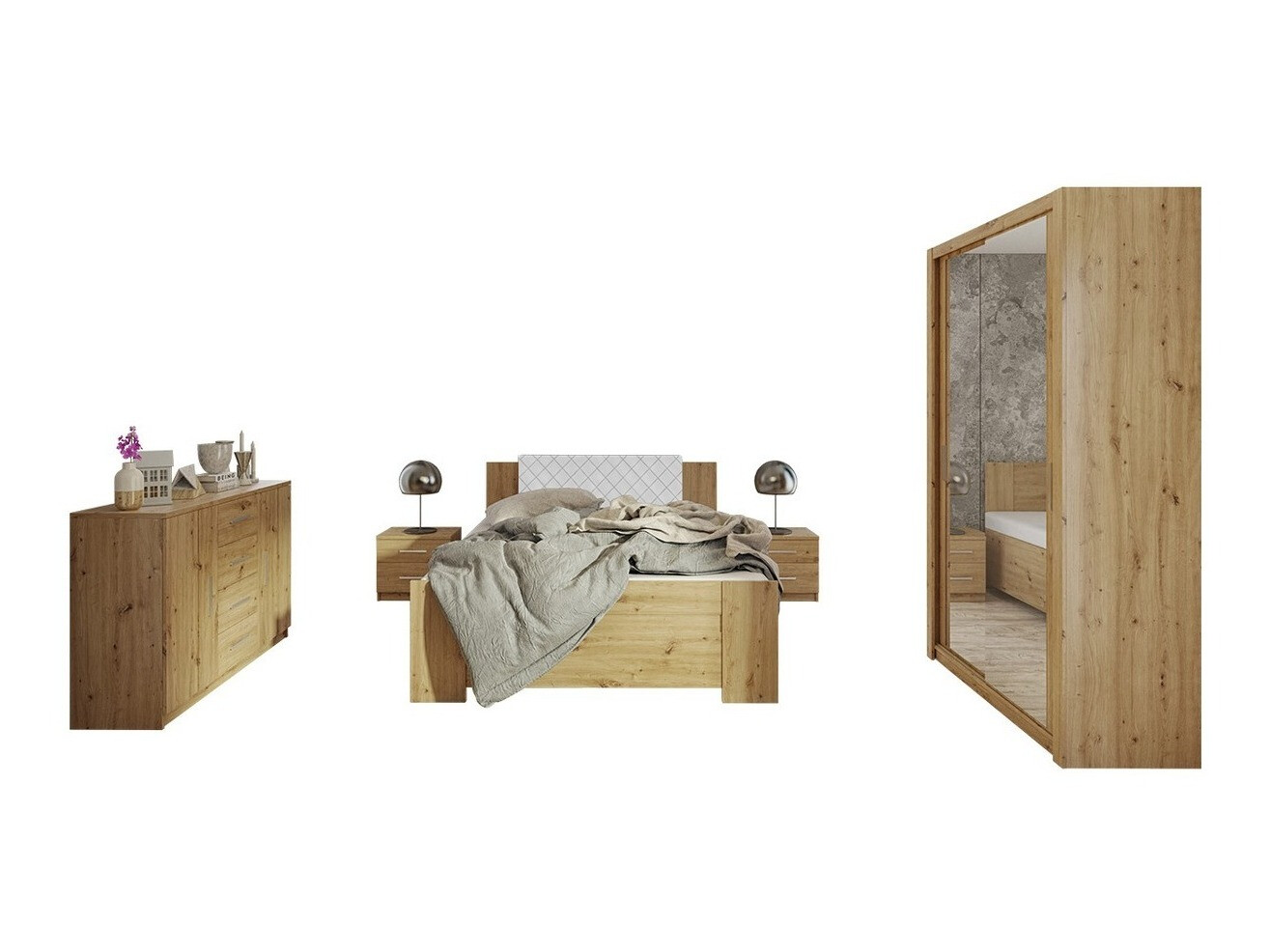 Set spavaća soba Catromi 112 (Artisan hrast + Soft Pik 017)