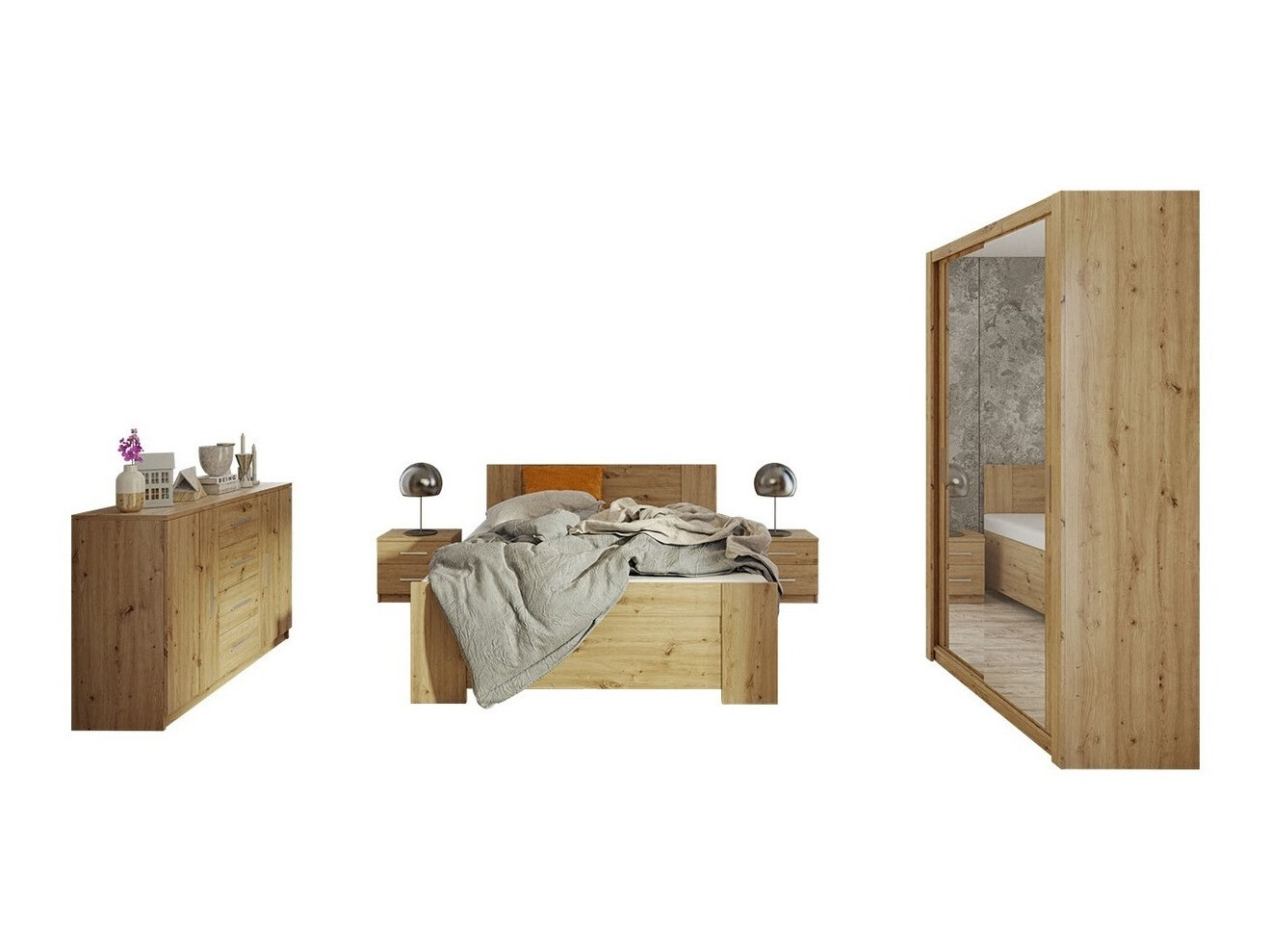 Set spavaća soba Catromi 112 (Artisan hrast)