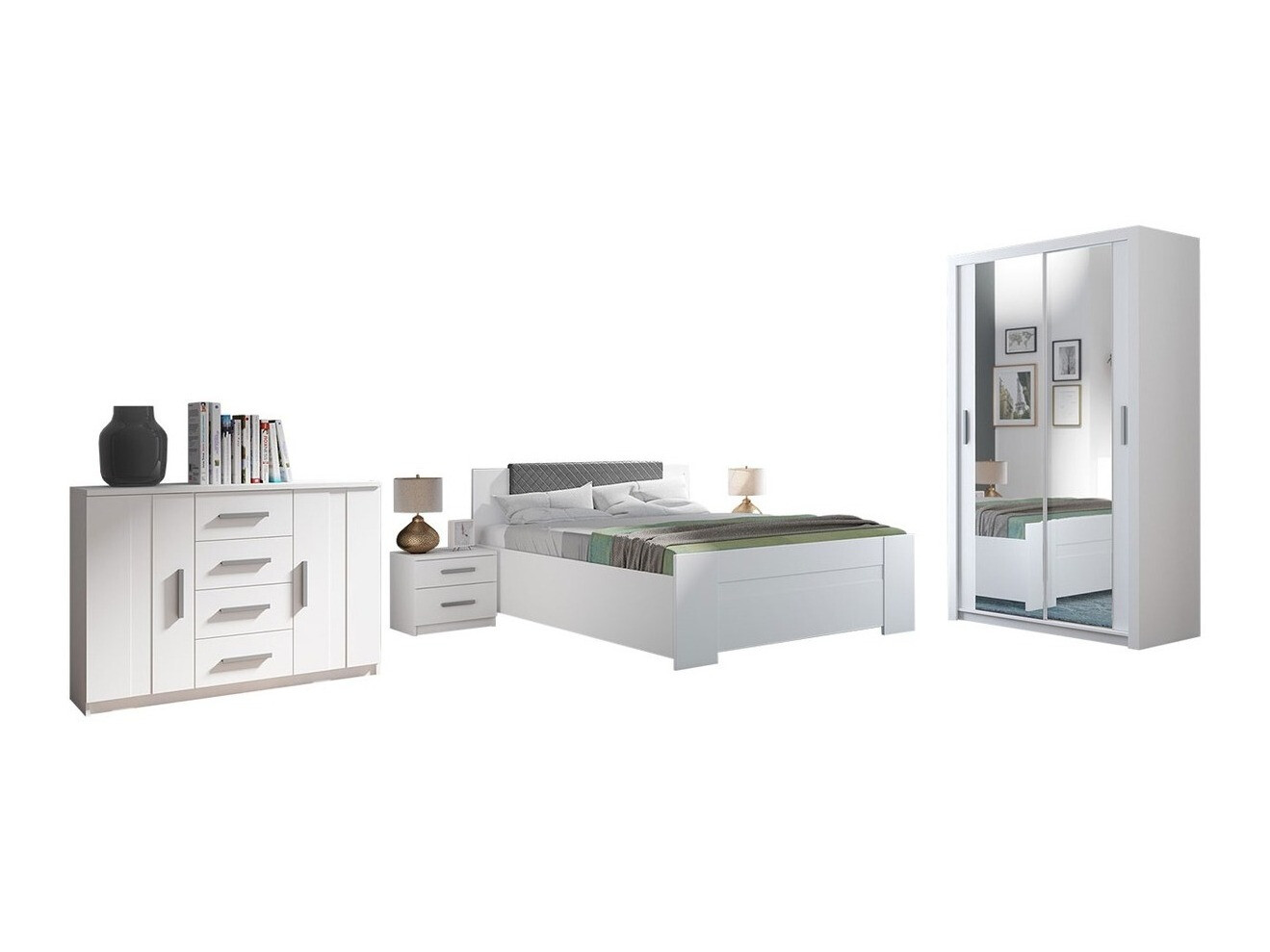 Set spavaća soba Catromi 112 (Belo + Soft Pik 029)