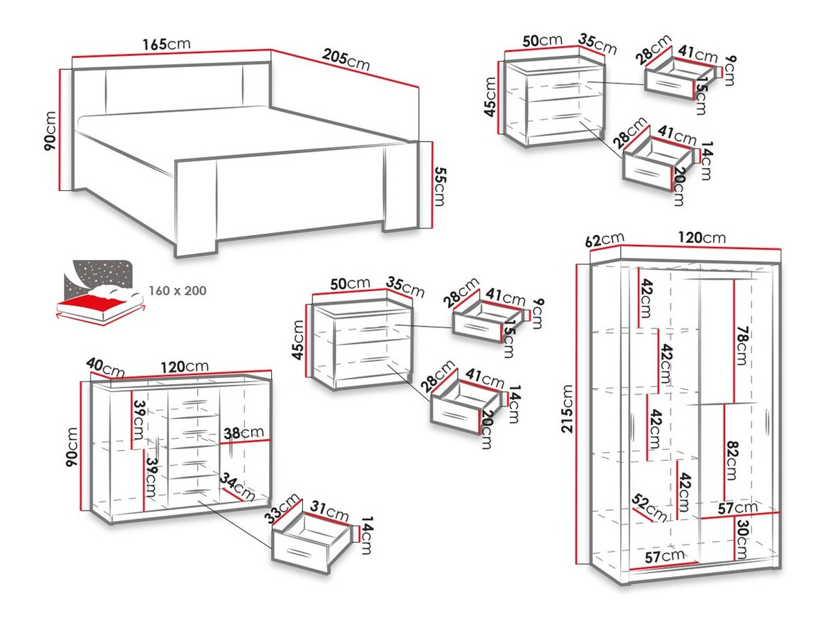 Set spavaća soba Catromi 112 (Zanatski hrast)
