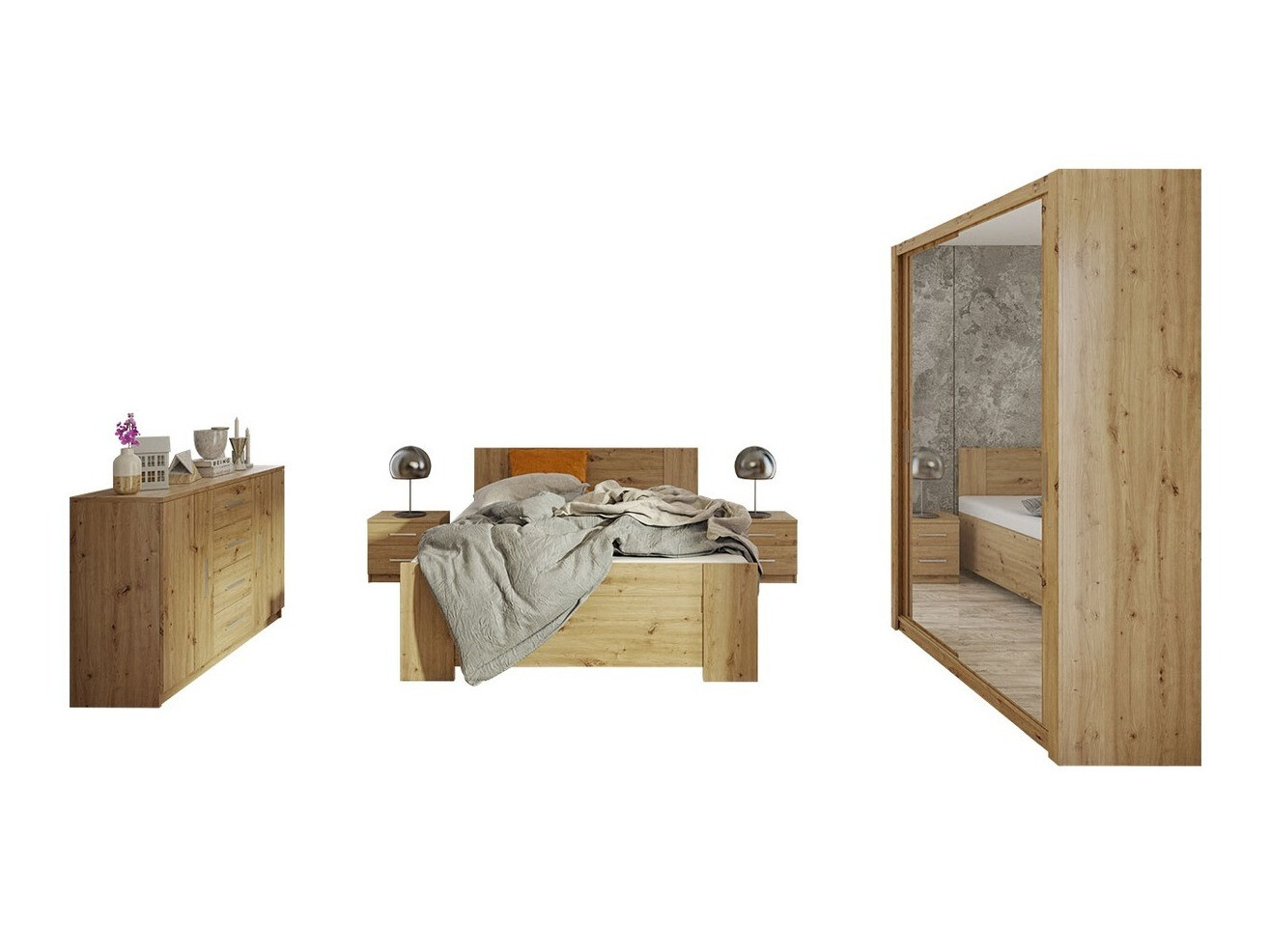 Set spavaća soba Catromi 113 (Artisan hrast)