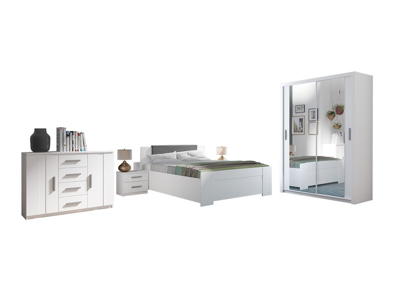 Set spavaća soba Catromi 113 (Belo + Soft Pik 029)