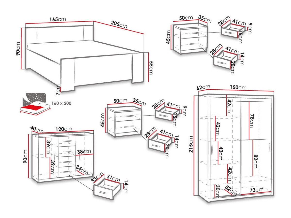 Set spavaća soba Catromi 113 (Belo + Soft Pik 029)