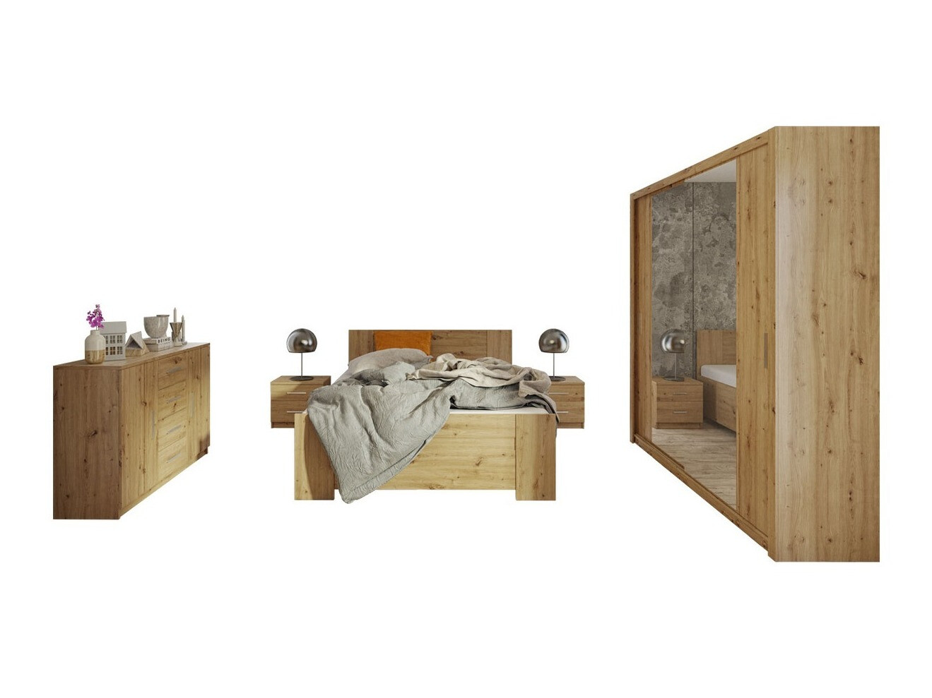 Set spavaća soba Catromi 114 (Artisan hrast)