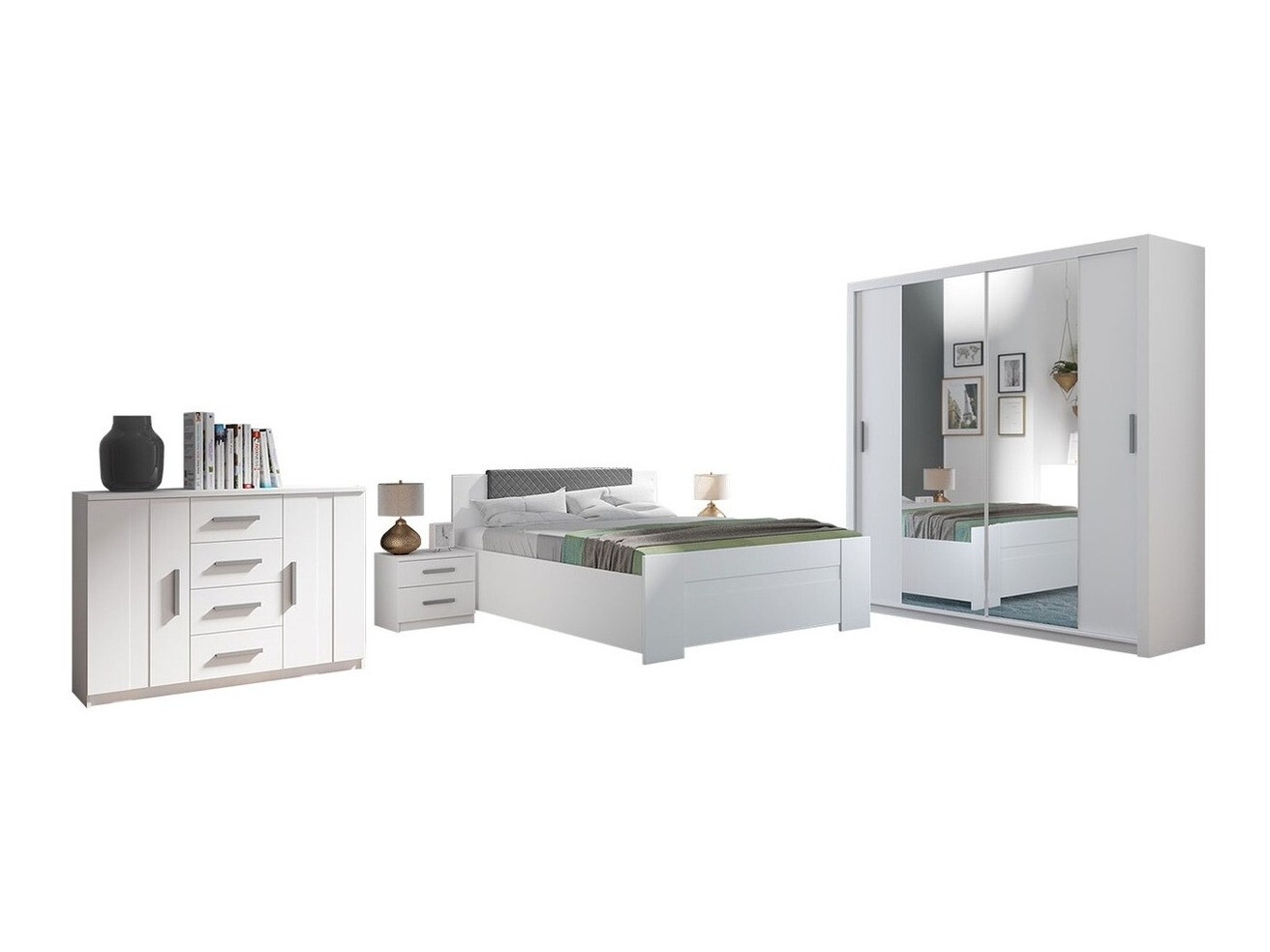 Set spavaća soba Catromi 114 (Belo + Soft Pik 029)