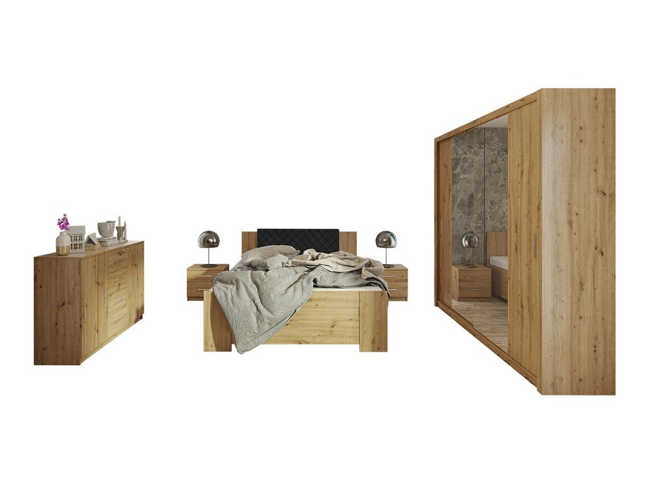Set spavaća soba Catromi 115 (Artisan hrast + Soft Pik 011)