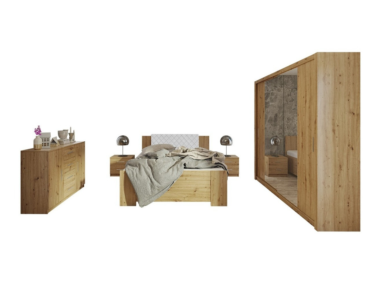 Set spavaća soba Catromi 115 (Artisan hrast + Soft Pik 017)