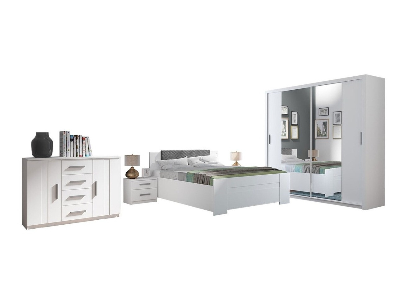 Set spavaća soba Catromi 115 (Belo + Soft Pik 029)