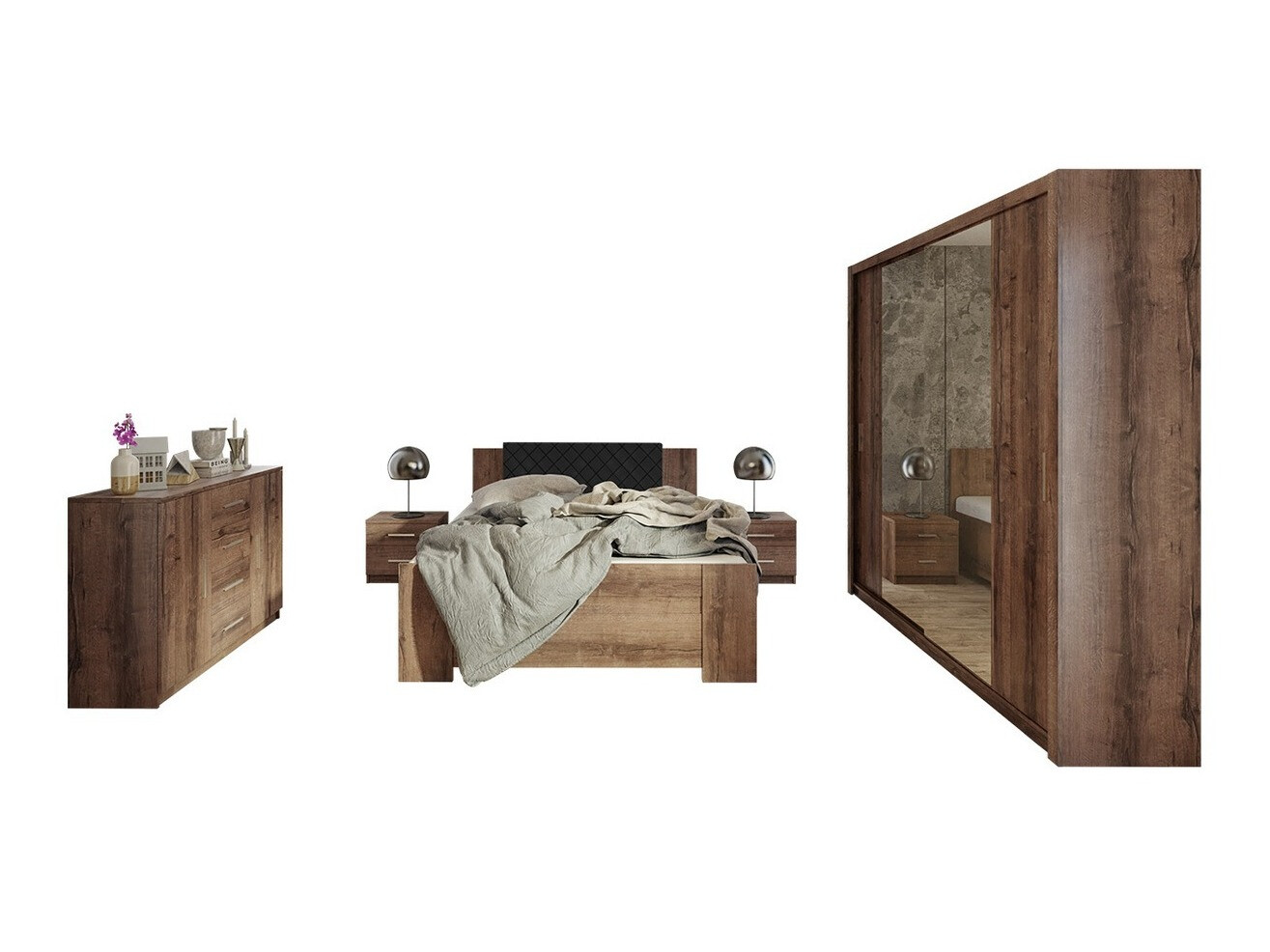 Set spavaća soba Catromi 115 (Manastirski hrast + Soft Pik 011)