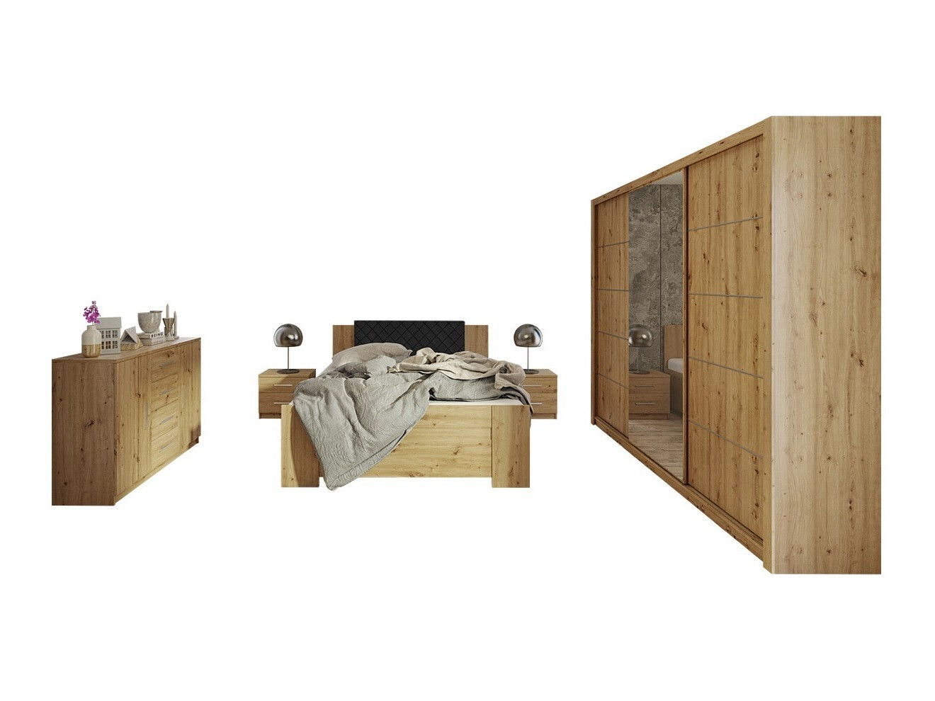 Set spavaća soba Catromi 116 (Artisan hrast + Soft Pik 011)