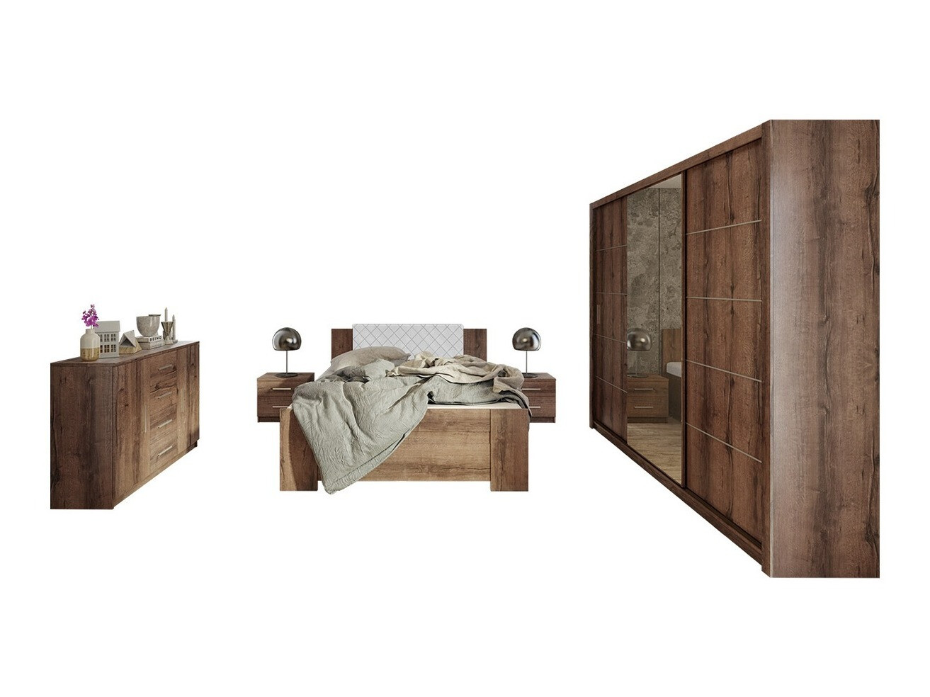 Set spavaća soba Catromi 116 (Manastirski hrast + Soft Pik 017)