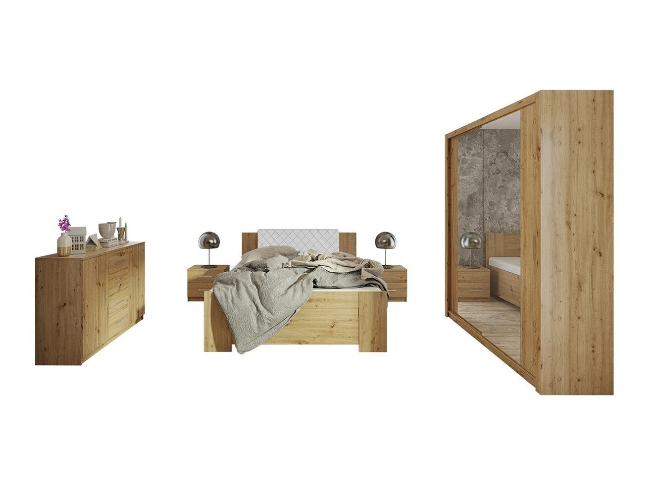 Set spavaća soba Catromi 121 (Artisan hrast + Soft Pik 017)
