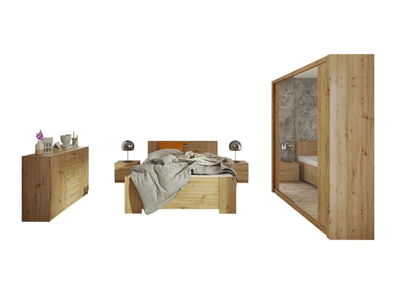 Set spavaća soba Catromi 121 (Artisan hrast)