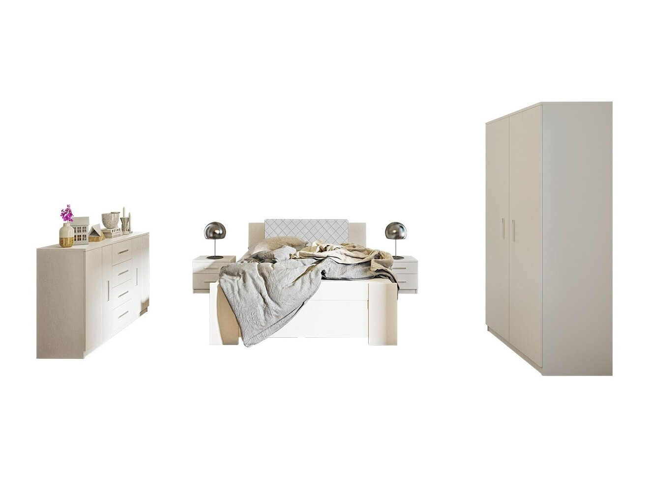 Set spavaća soba Catromi 122 (Belo + Soft Pik 017)