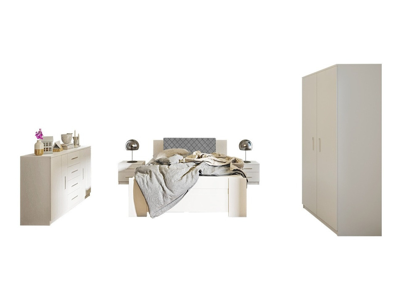 Set spavaća soba Catromi 122 (Belo + Soft Pik 029)