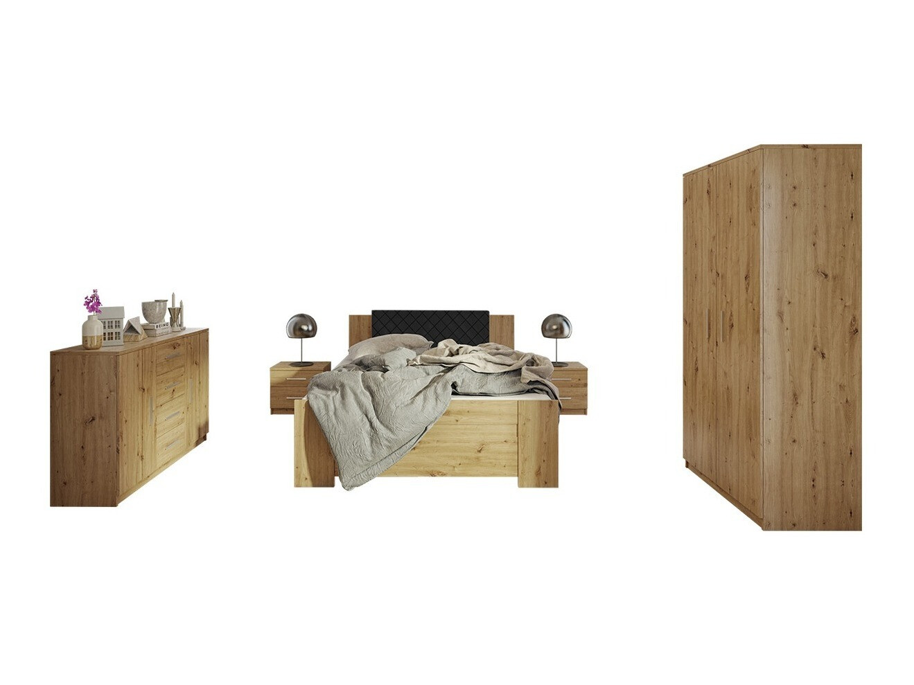 Set spavaća soba Catromi 122 (Artisan hrast + Soft Pik 011)