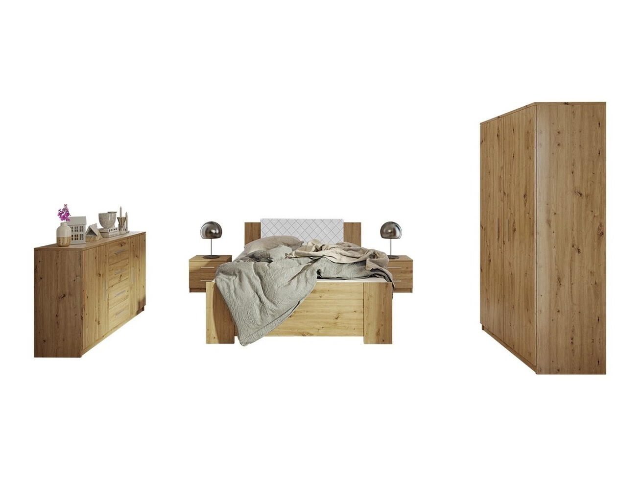 Set spavaća soba Catromi 122 (Artisan hrast + Soft Pik 017)