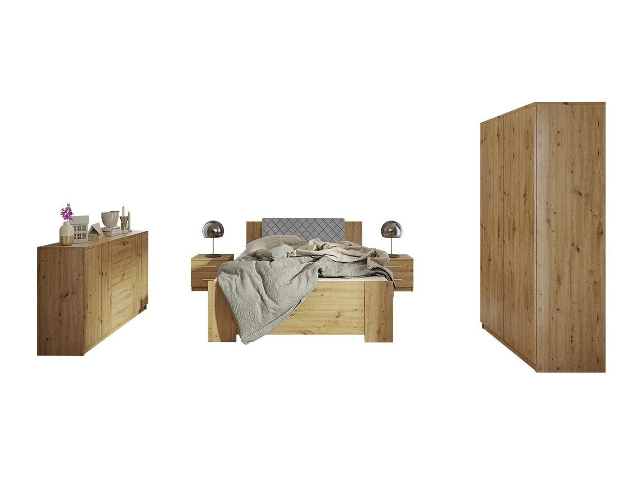 Set spavaća soba Catromi 122 (Artisan hrast + Soft Pik 029)