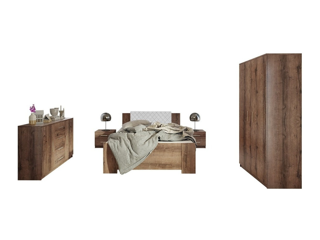 Set spavaća soba Catromi 122 (Manastirski hrast + Soft Pik 017)