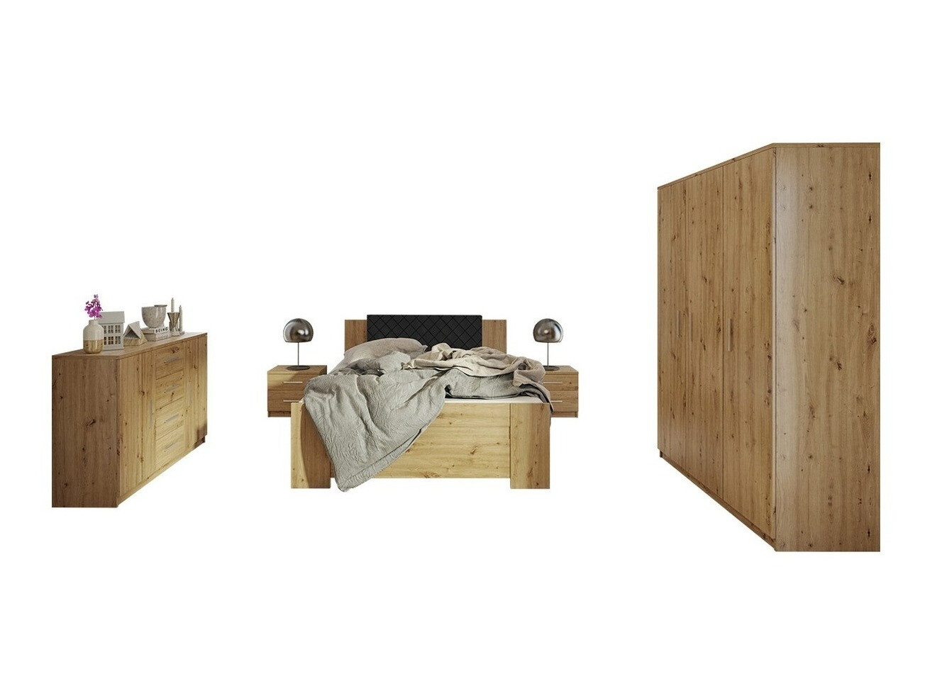 Set spavaća soba Catromi 123 (Artisan hrast + Soft Pik 011)