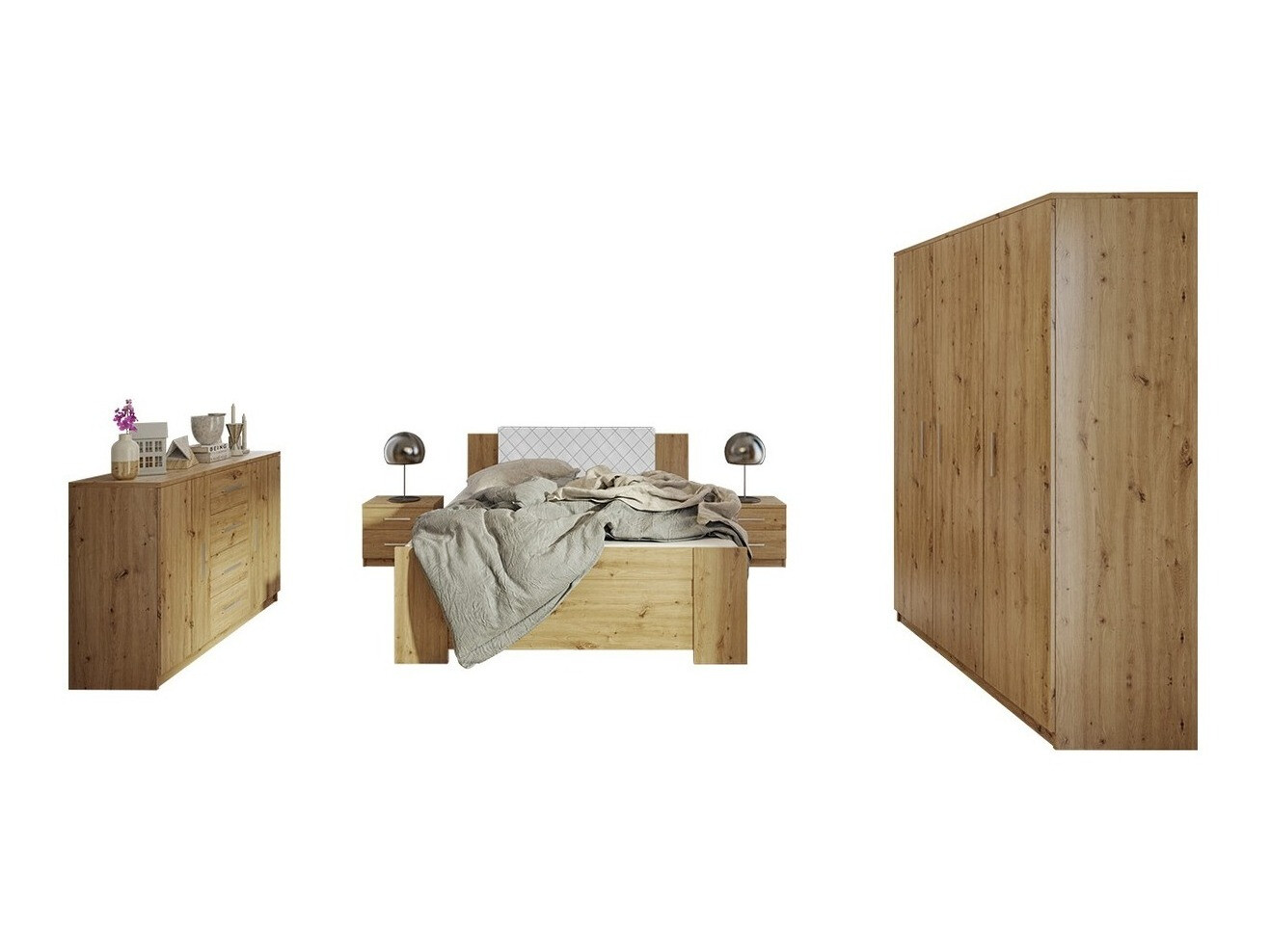 Set spavaća soba Catromi 123 (Artisan hrast + Soft Pik 017)