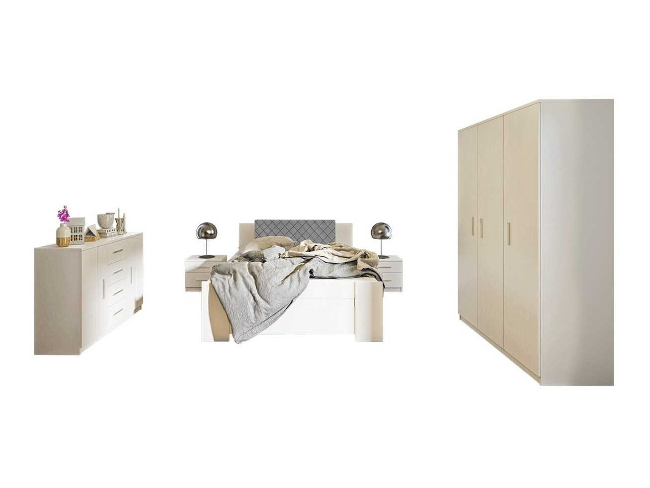 Set spavaća soba Catromi 123 (Belo + Soft Pik 029)