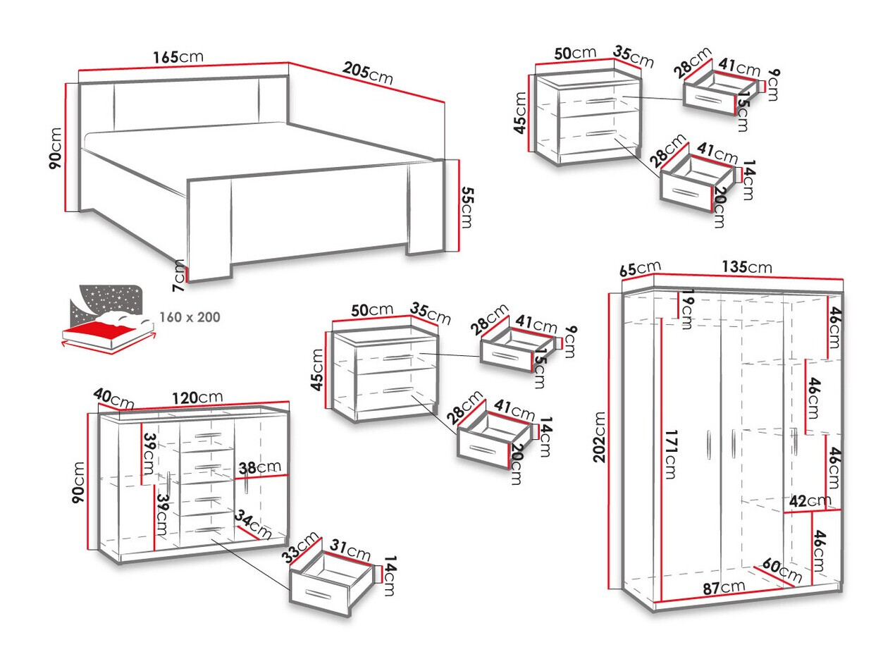 Set spavaća soba Catromi 123 (Belo)