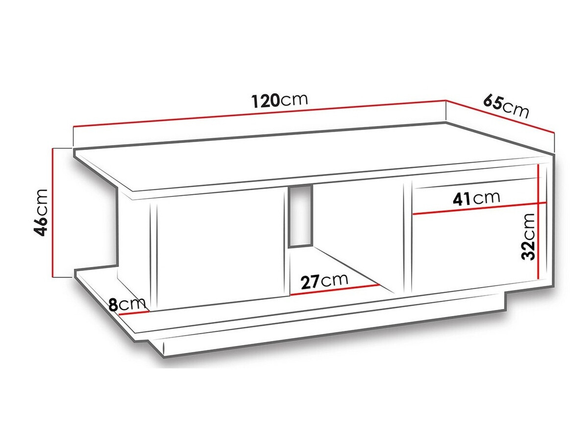 Stočić za kafu Fivelbo 103 (Manastirski hrast + Crna visoki sjaj)