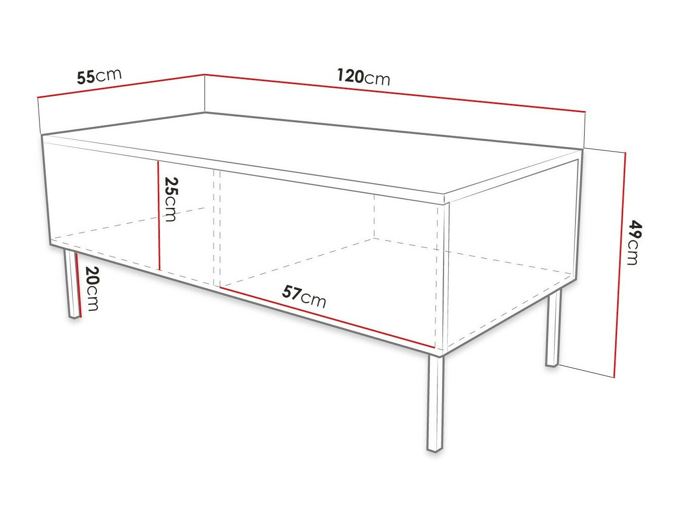 Stočić za kafu Levelbu 100 (Crno + Crna visoki sjaj)