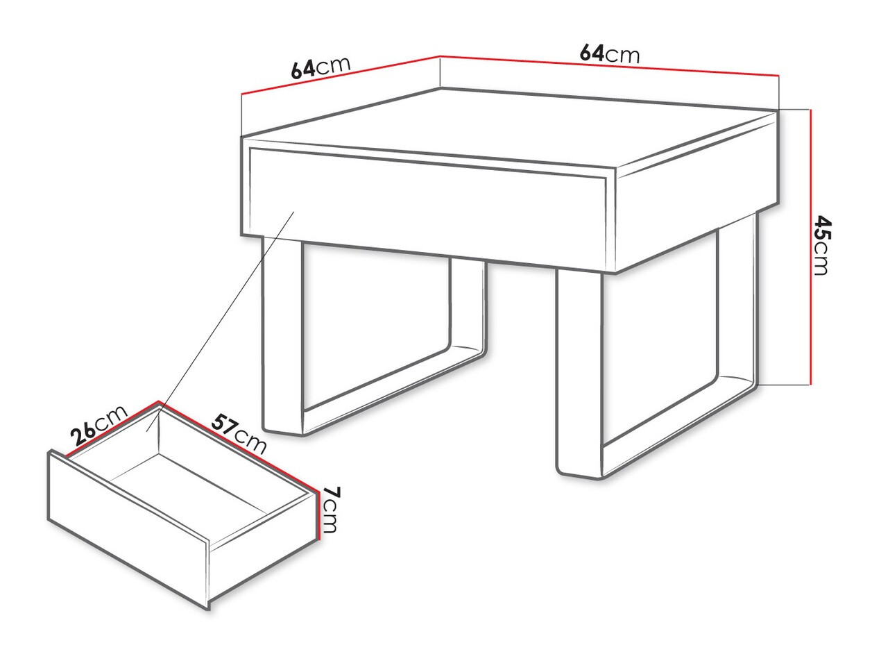 Side table Tivdalu 137 (Crno + Crna visoki sjaj)
