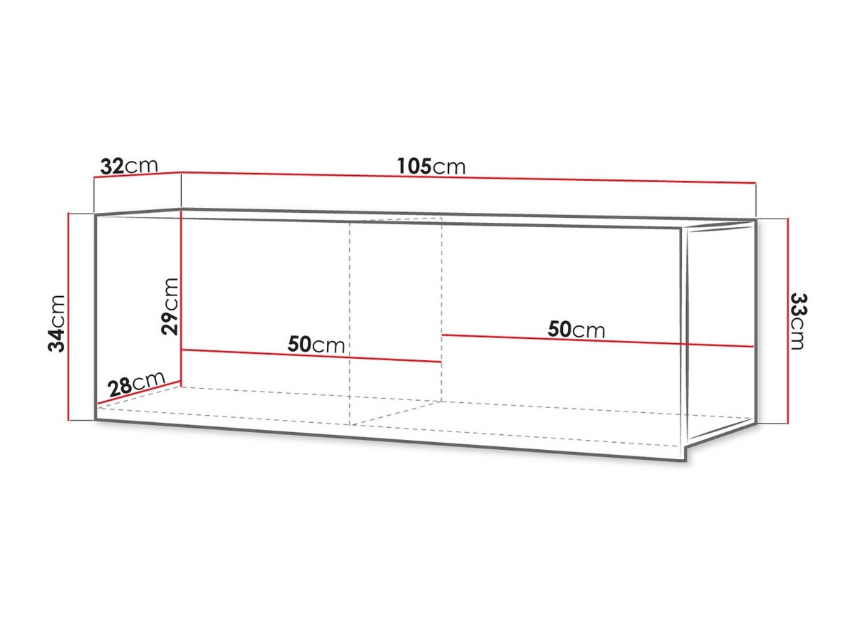 Zidni ormarić Tivdalu 101 (Crno + Crna visoki sjaj)