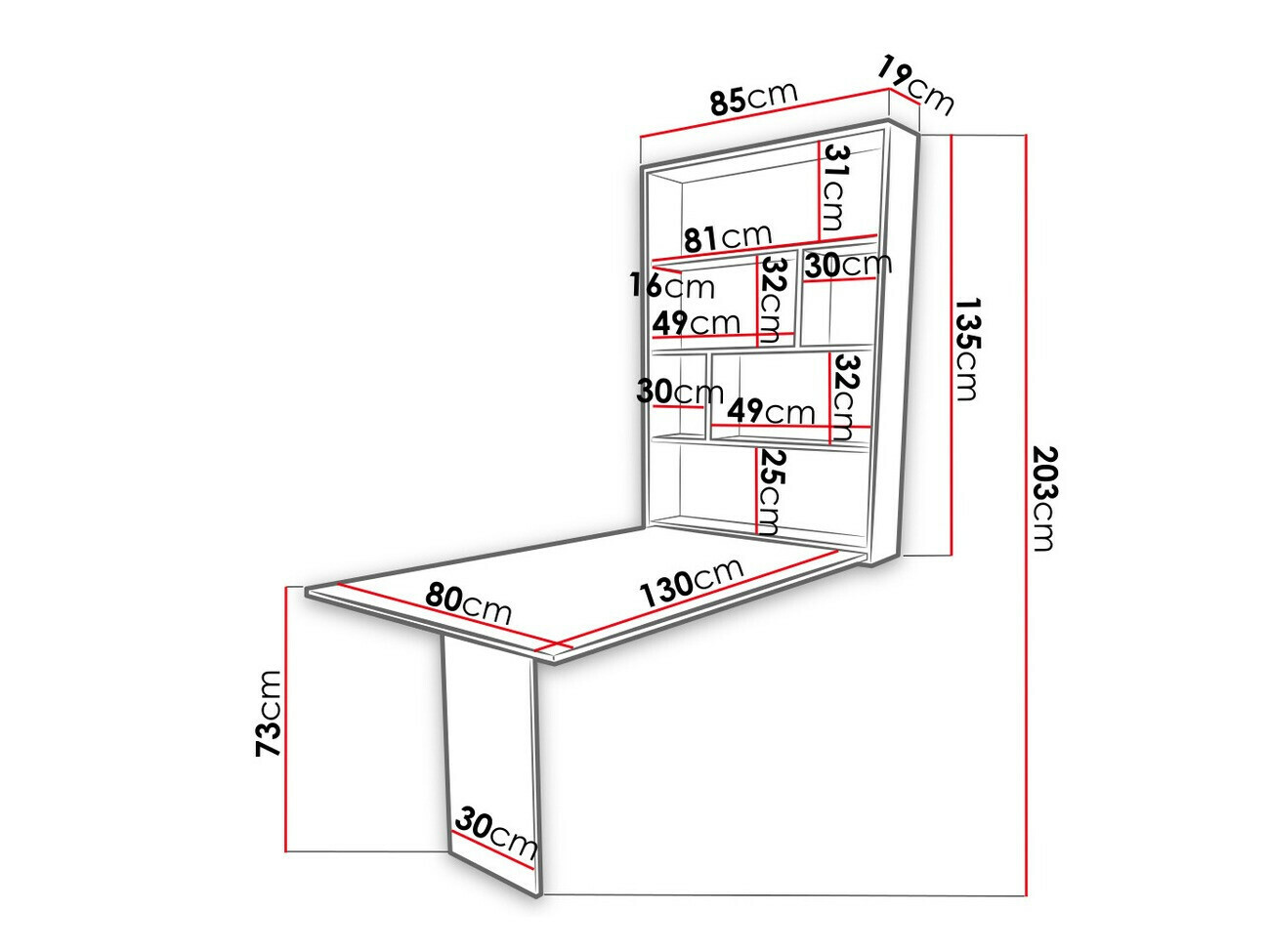 Sklopivi sto Hartford 428 (Crno + Вотан храст)