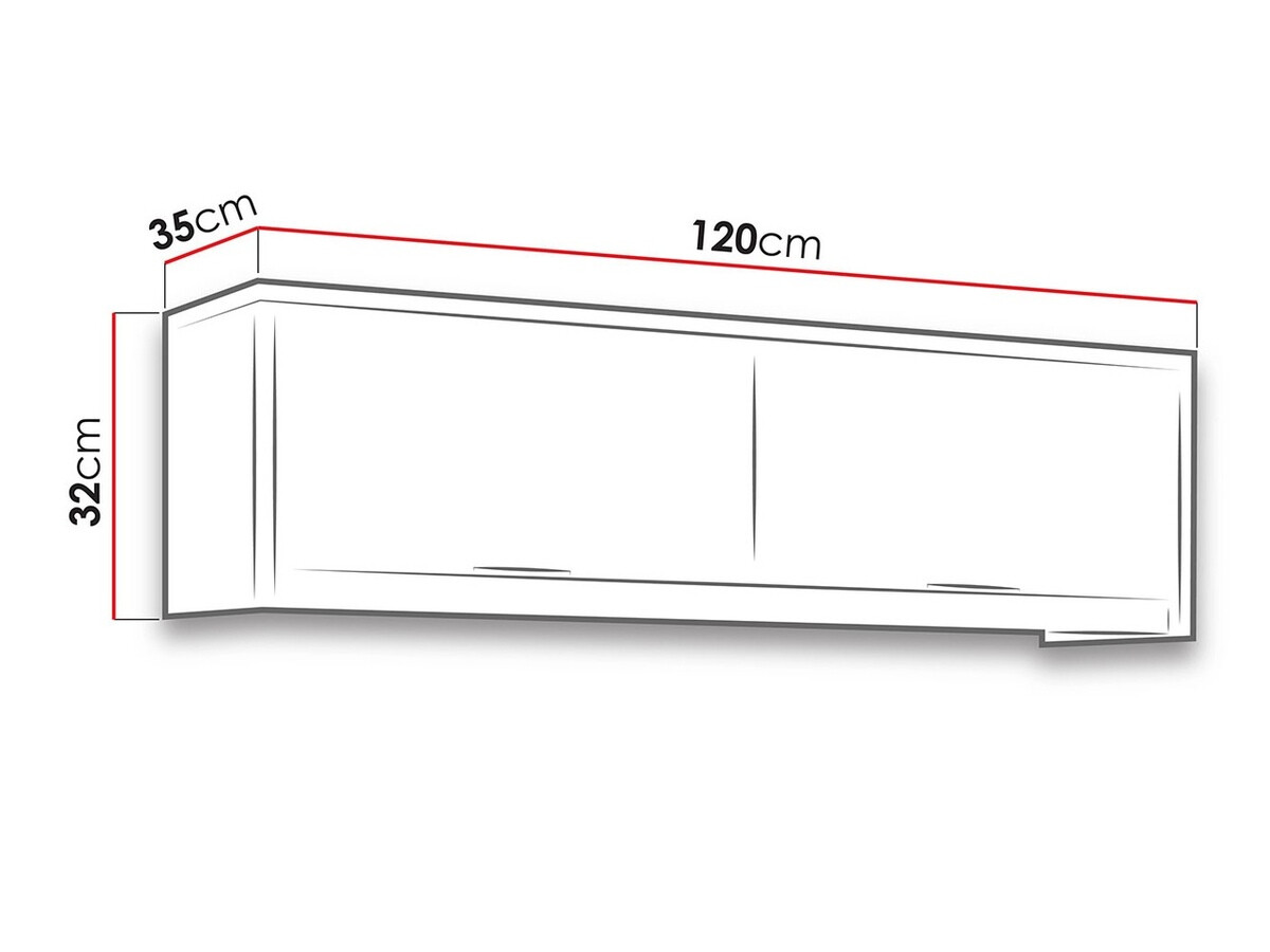 Zidni ormarić Fivelbo 111 (Manastirski hrast + Sjajno crna)