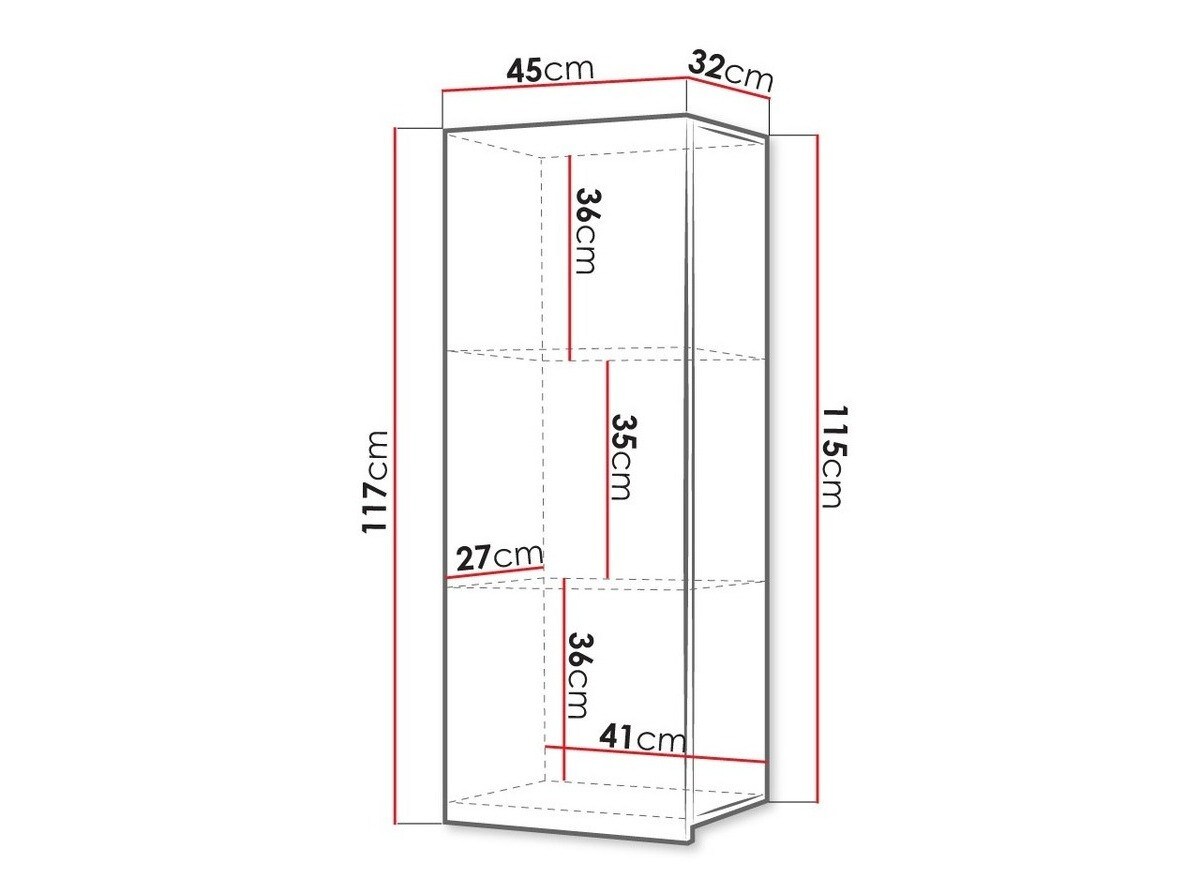 Zidni ormarić Tivdalu 126 (Belo + Sjajno belo)