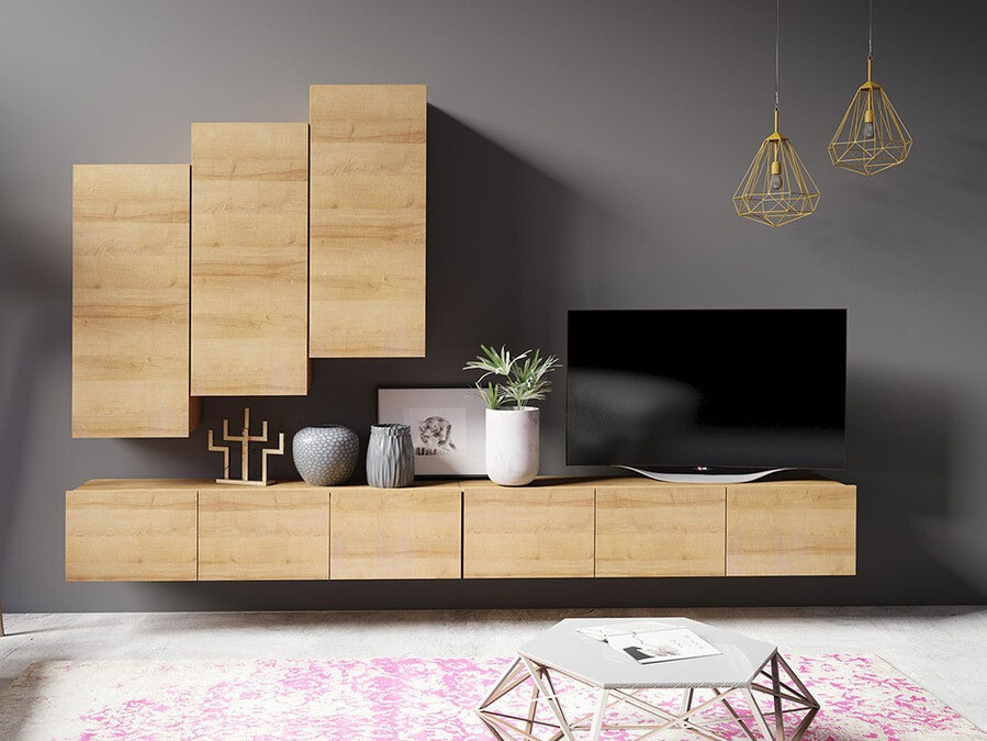 Zidni ormarić Tivdalu 126 (Crno + Crna visoki sjaj)