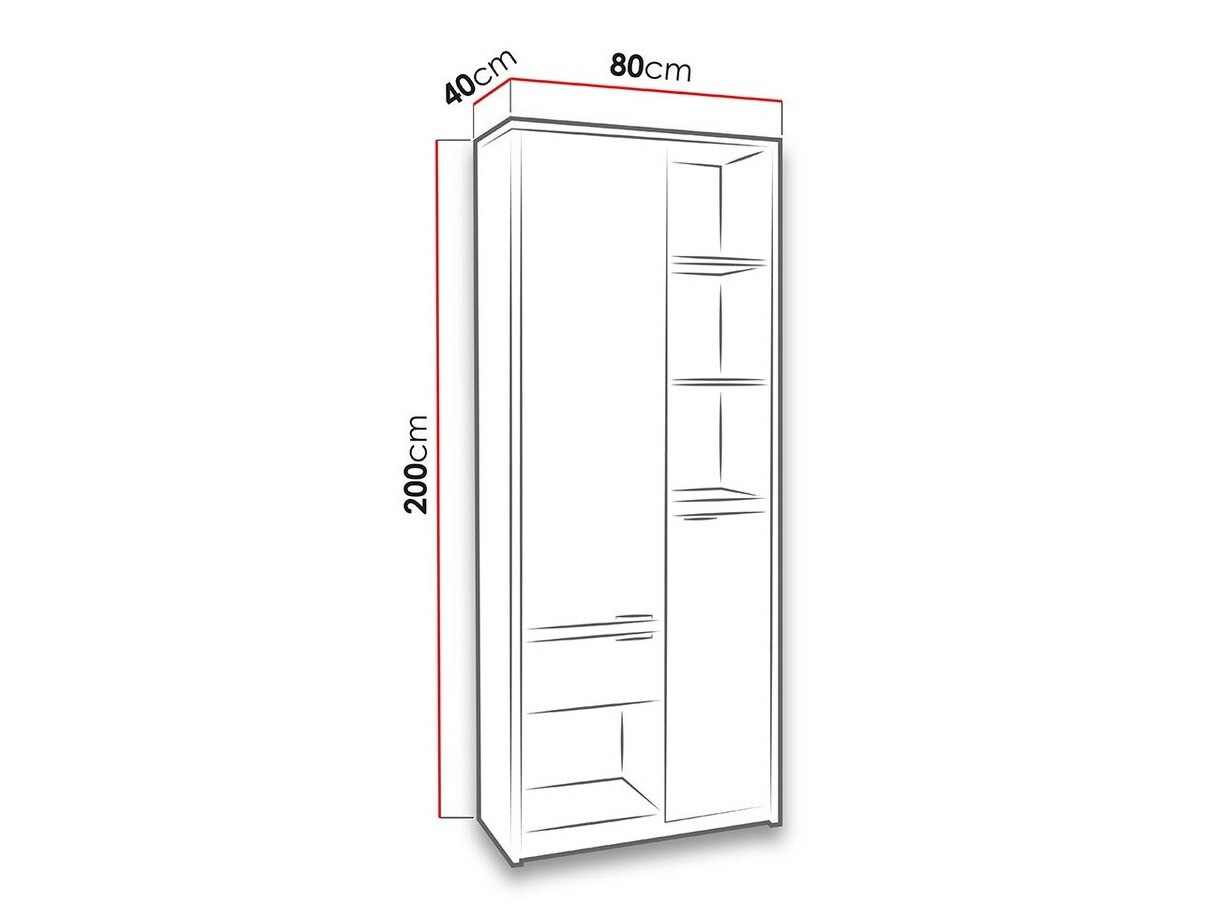 Polica Fivelbo 107 (Manastirski hrast + Sjajno crna)