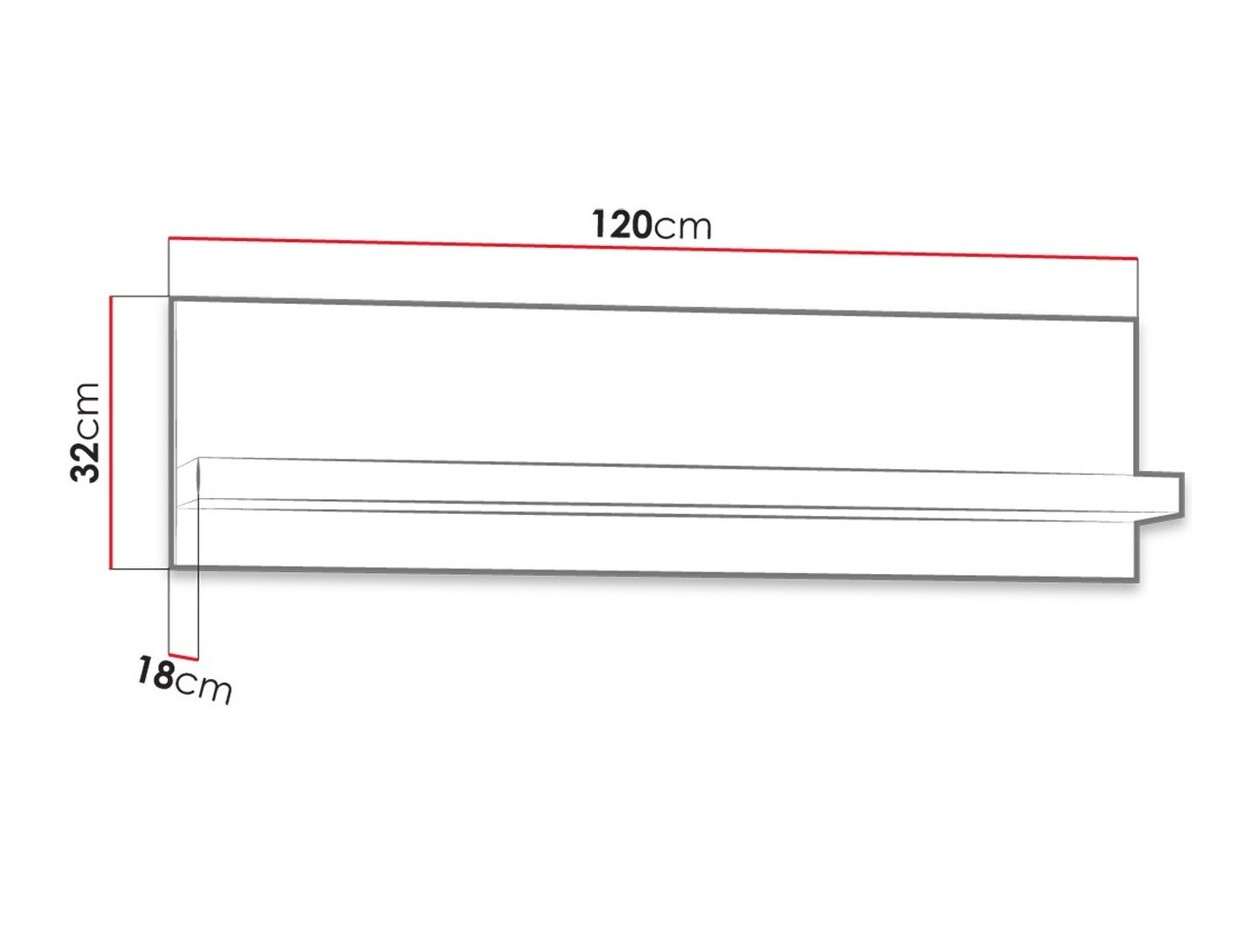Zidna polica Serfeno 108 (Pepeo)