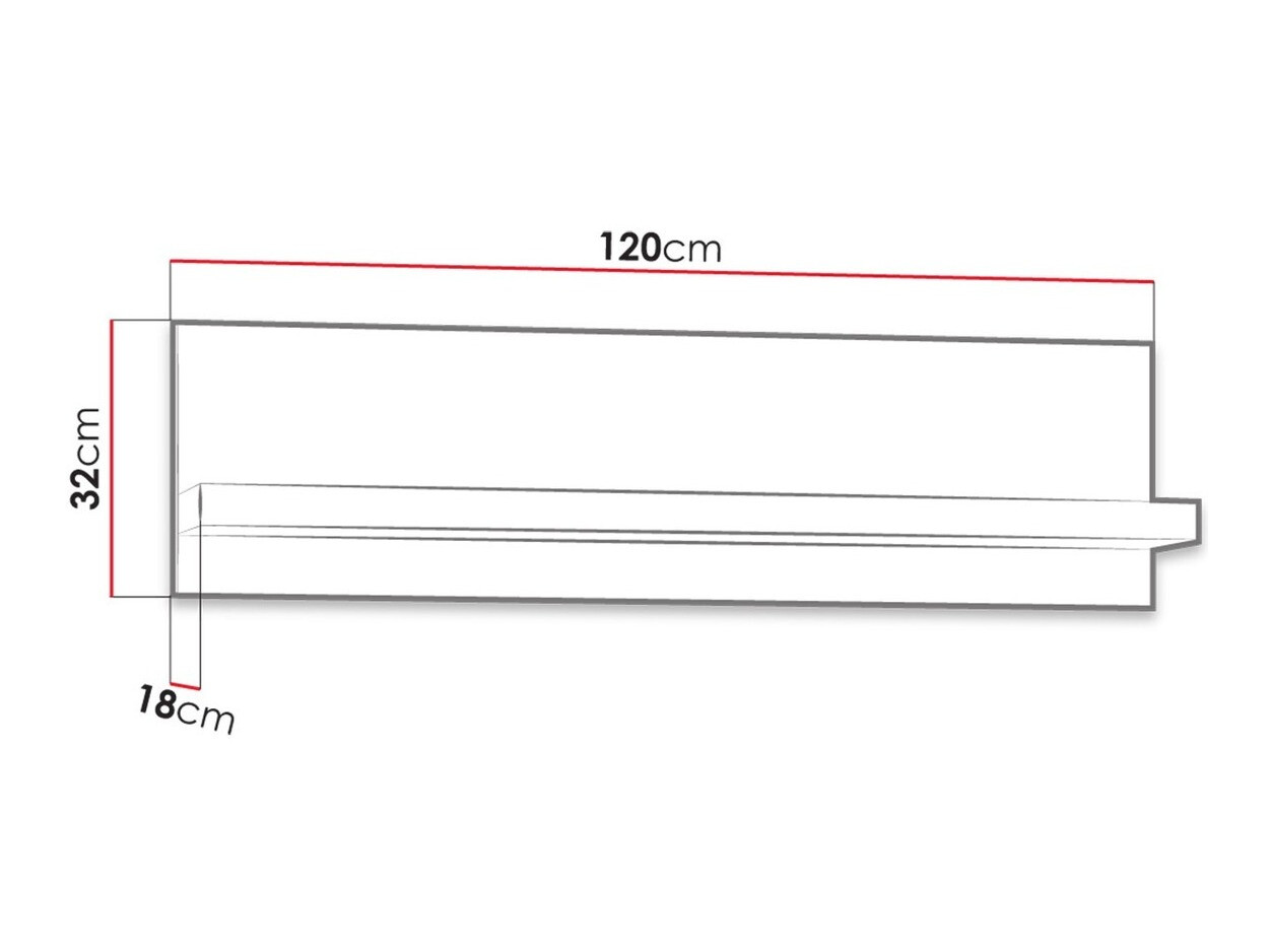 Zidna polica Serfeno 108 (Tamni pepeo)