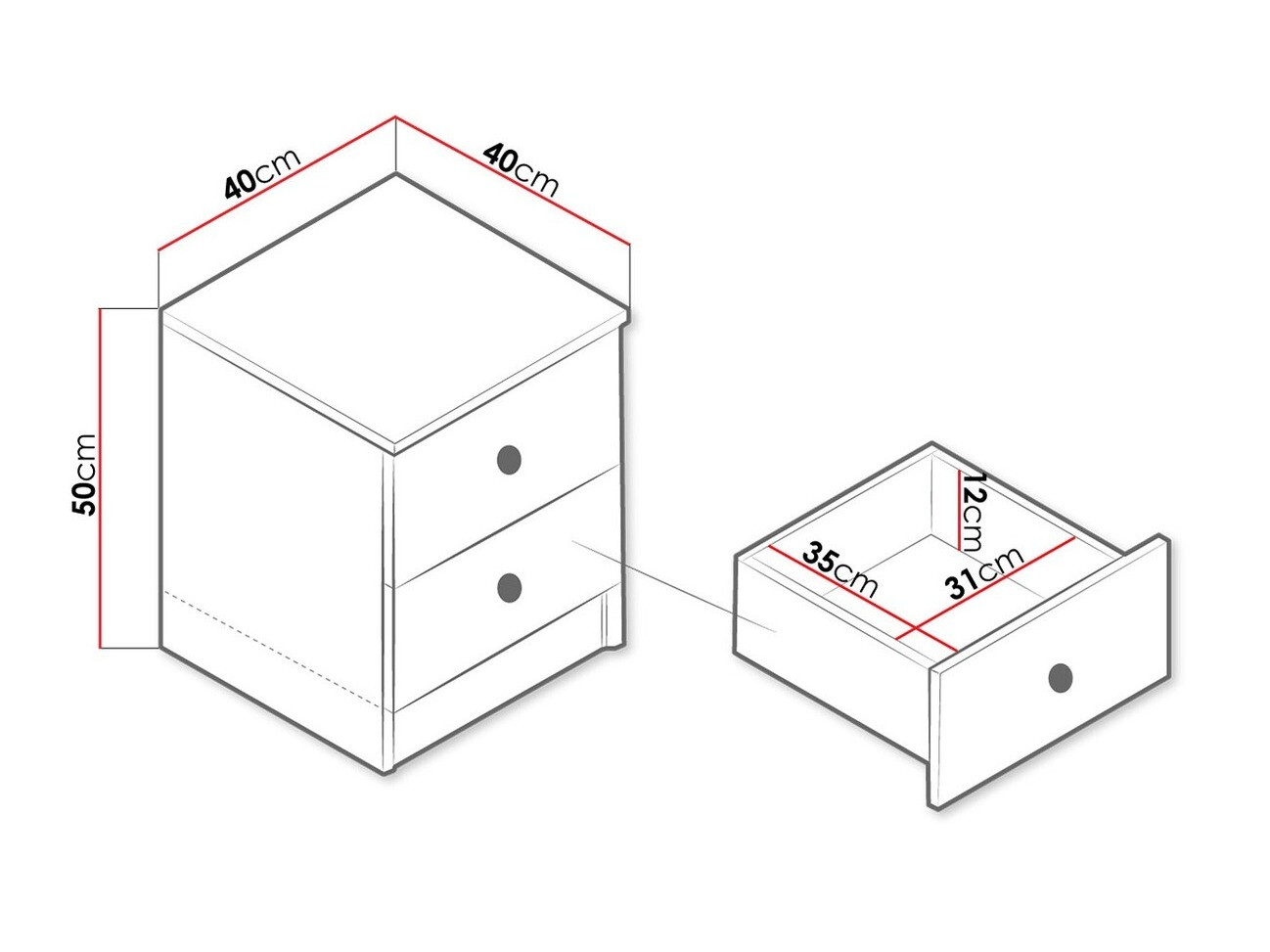 Noćni ormarić Almira 108 (Zanatski hrast + Belo)