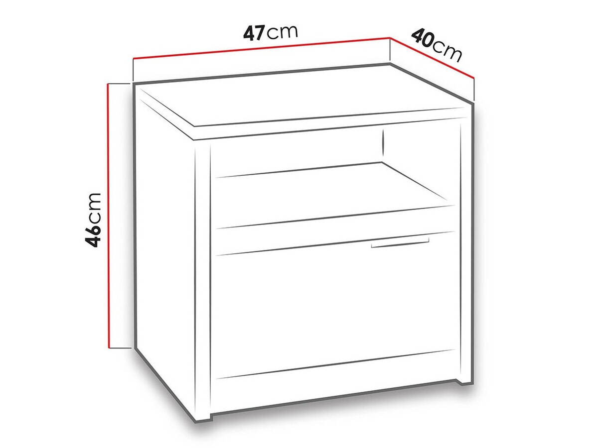 Noćni ormarić Fivelbo 108 (Manastirski hrast + Crna visoki sjaj)