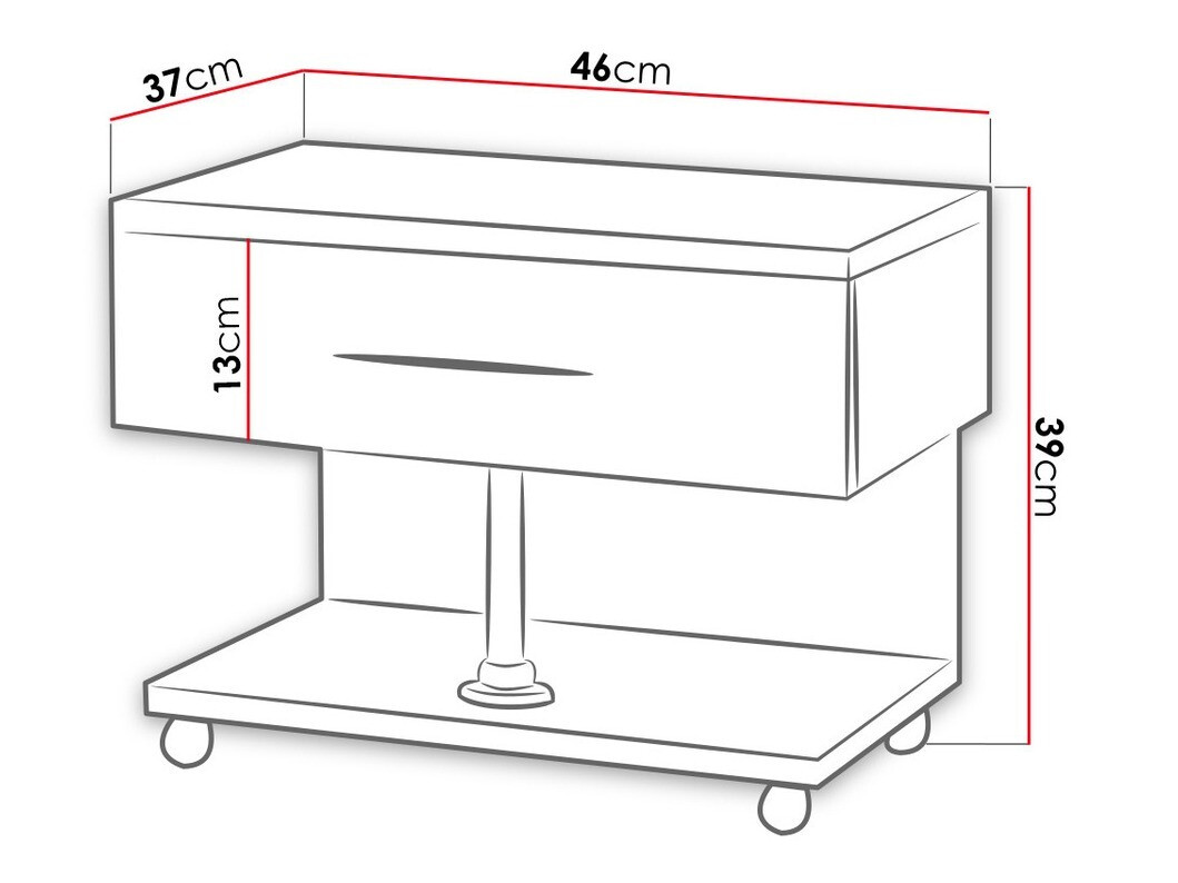 Noćni ormarić Salmere 103 (Belo + Sjaj siva)