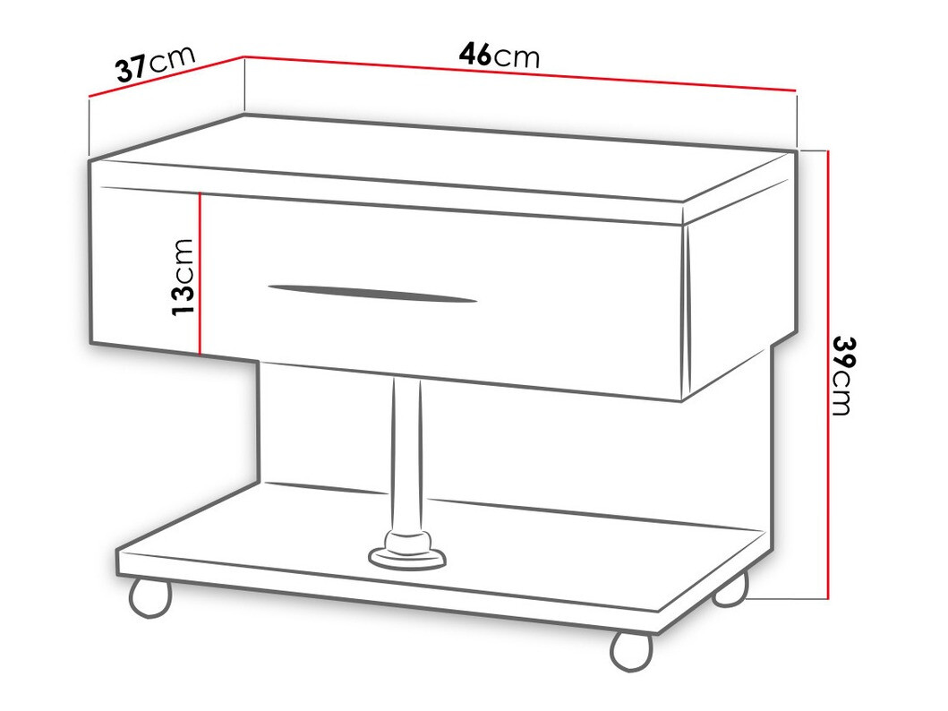 Noćni ormarić Salmere 103 (Belo + Sjajno roze)
