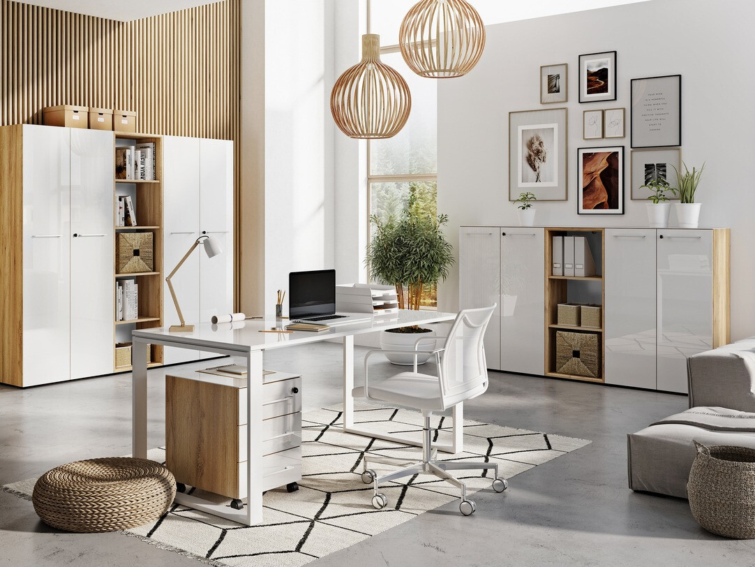 Polica Catcamu 103 (Belo + Navarra hrast)