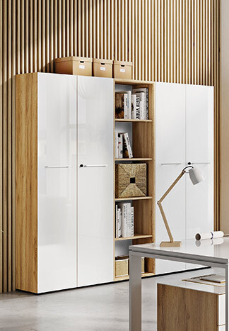 Polica Catcamu 104 (Sjajno belo + Navarra hrast)