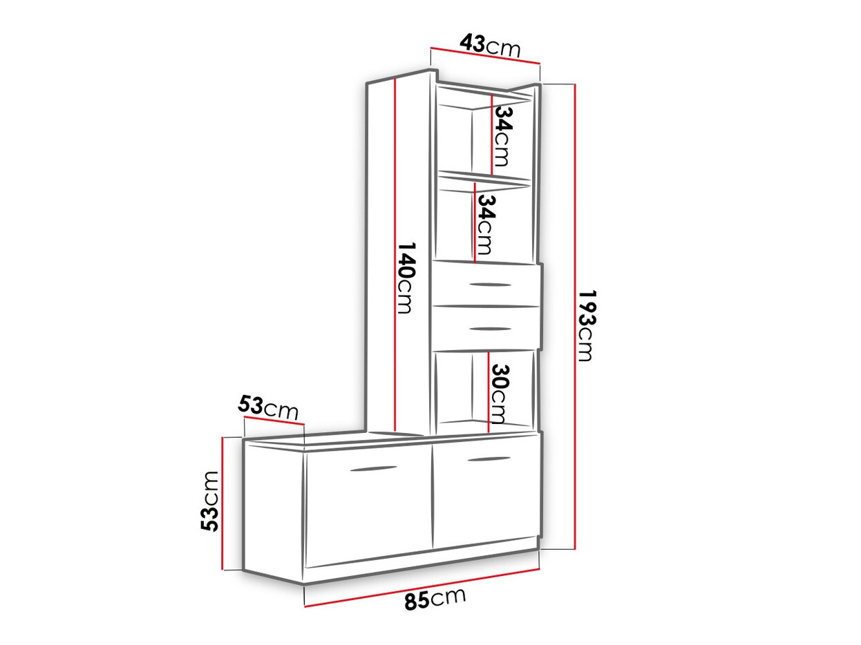Polica Salmere 105 (Belo + Sjaj siva)