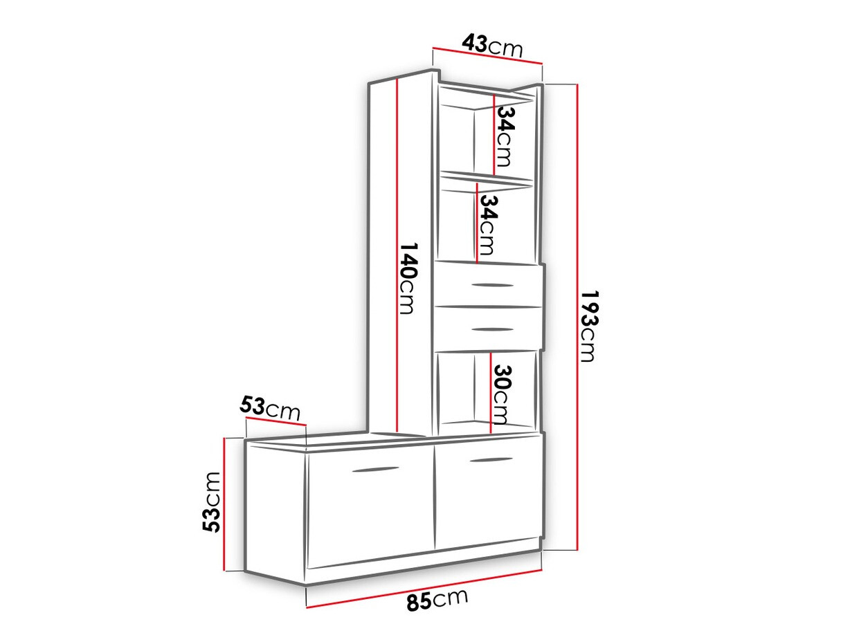 Polica Salmere 105 (Belo + Sjajno belo)