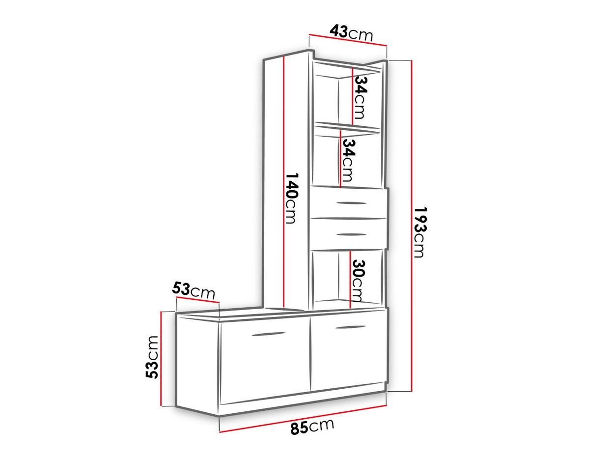 Polica Salmere 105 (Belo + Sjajno roze)